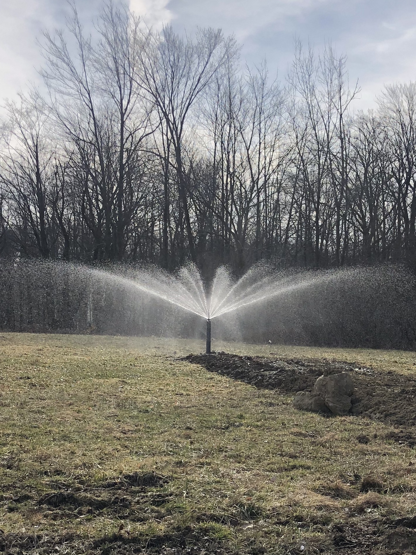 Frostline spray irrigation operating in cold weather