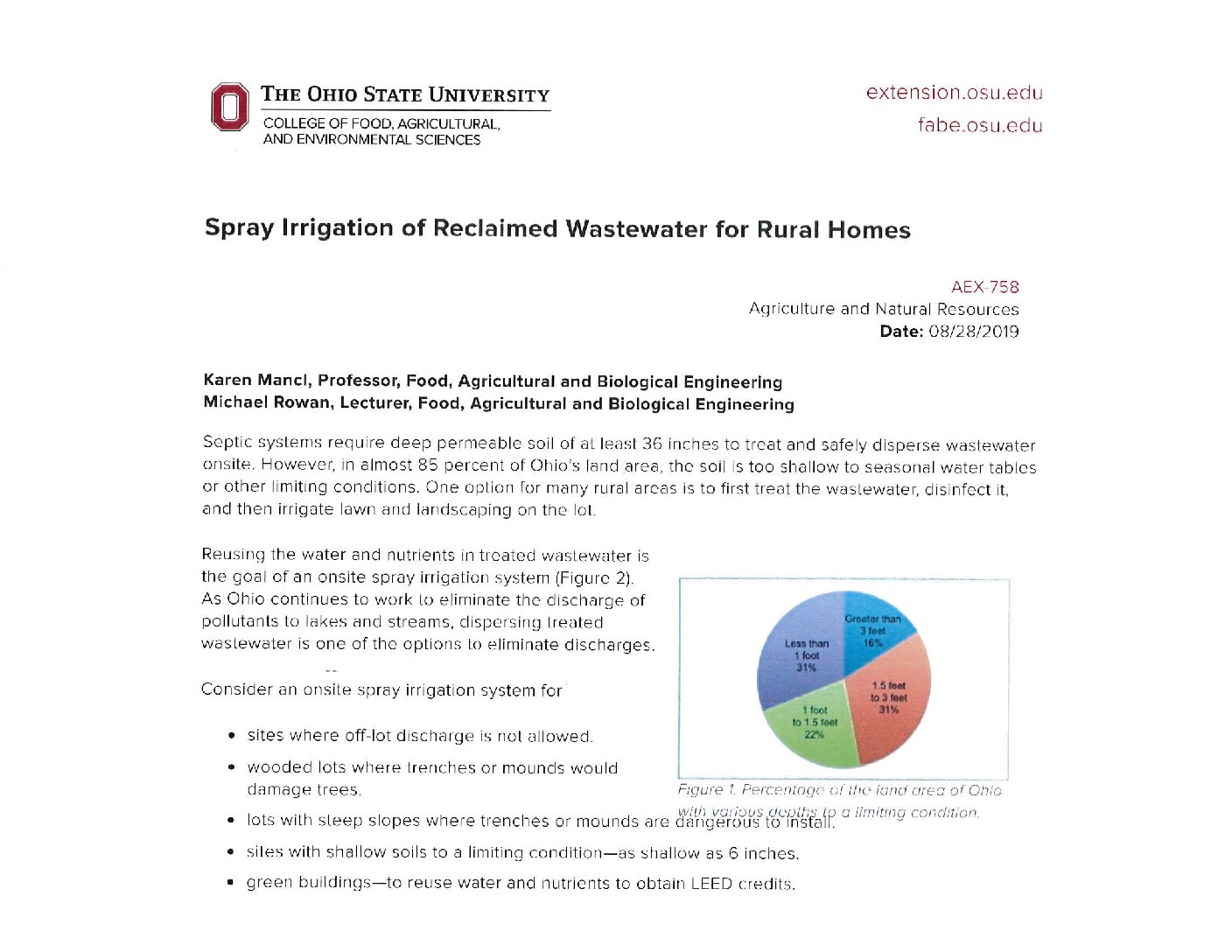 Spray Irrigation of Reclaimed Wastewater document